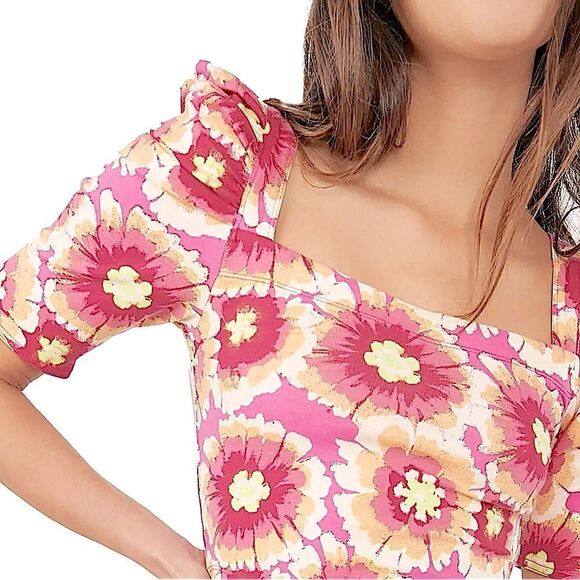 Free People Give Me More Macro Floral Style Crop Top pink combo NWT MSRP $98 - Picture 13 of 16